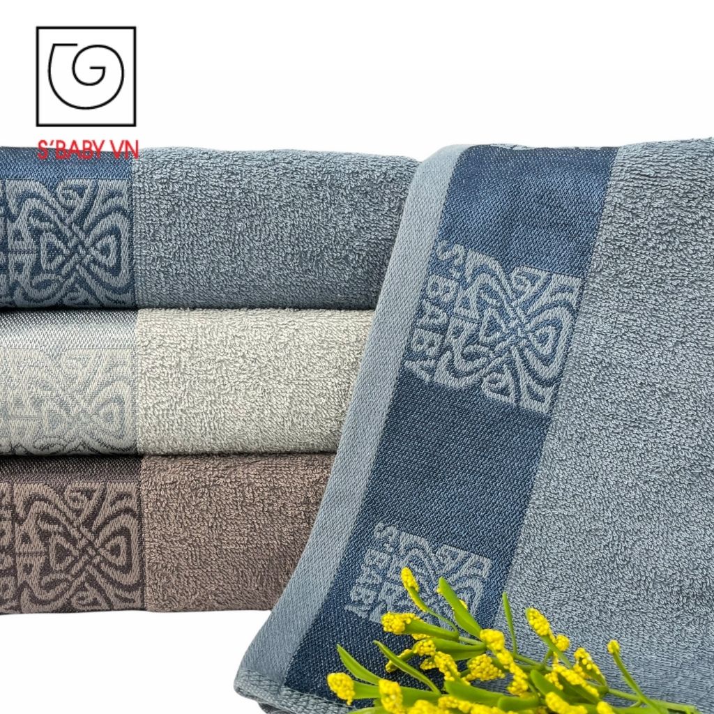 Combo 2 Khăn Quấn Đầu Cotton Cao Cấp S'BABY 35x78cm Từ Nguyên Liệu Tự Nhiên, An Toàn Cho Da - CB000012
