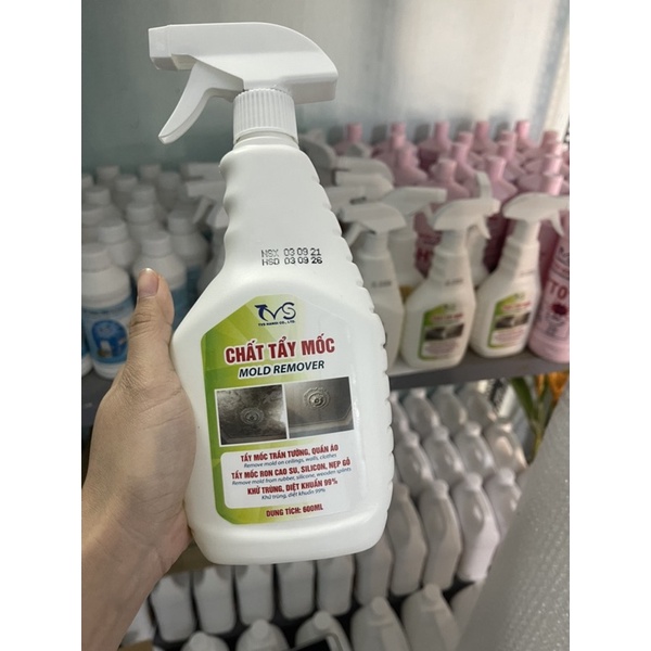 Bình xịt tẩy mốc tường TVS-HT01- 600ml, tẩy mốc các ron cao su chậu rửa, nẹp gỗ, nhà tắm cũ ẩm các khu vực tường ẩm ướt,