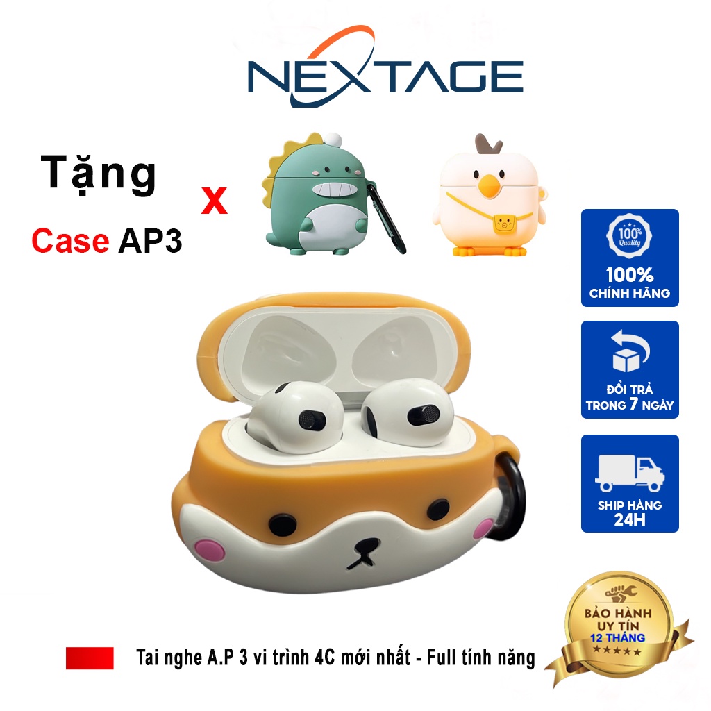 Tai Nghe Bluetooth A3 Chính Hãng NEXTAGE - Vi Trình 4C - Tặng Ốp - Âm Thanh Vòm - Cảm Biến Đa Điểm - Định Vị - Đổi Tên