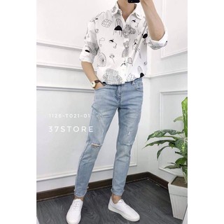 Áo Sơ Mi Nam Phối Họa Tiết Trừu Tượng Sành Điệu (hot)