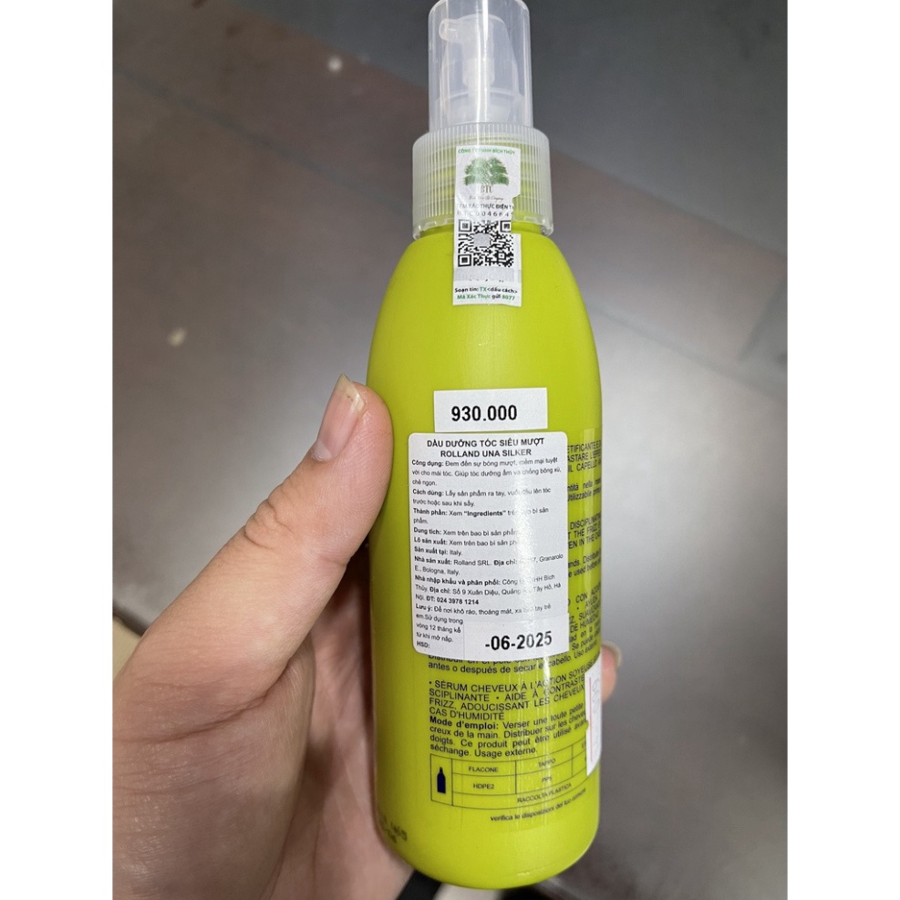 TINH DẦU ROLLAND UNA SILKER DƯỠNG TÓC SIÊU BÓNG MƯỢT 150ML