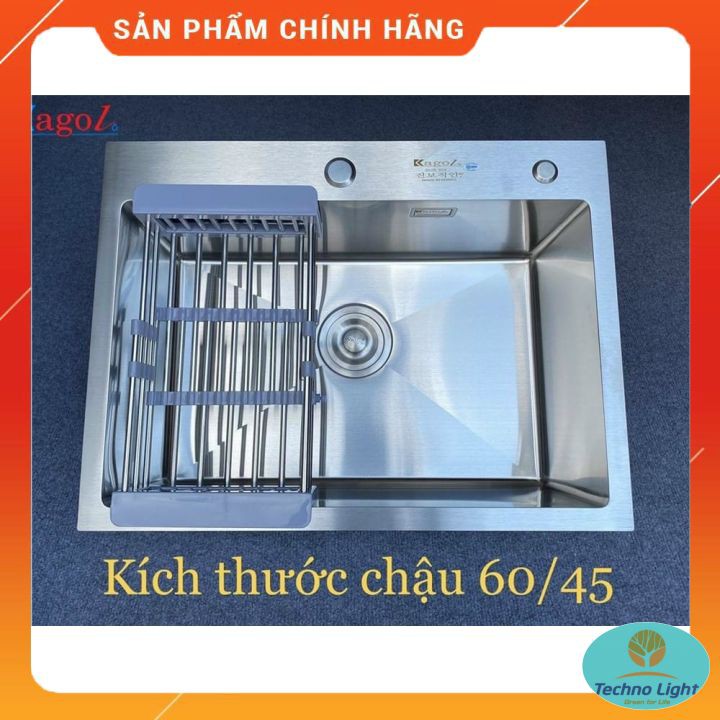 Chậu rửa bát, chậu rửa chén Inox 304 1 hố KAGOL ⚡ siêu dày, chống ồn, chống bám cặn⚡ tặng rổ co giãn 🔥 Bảo hành 5 năm 🔥