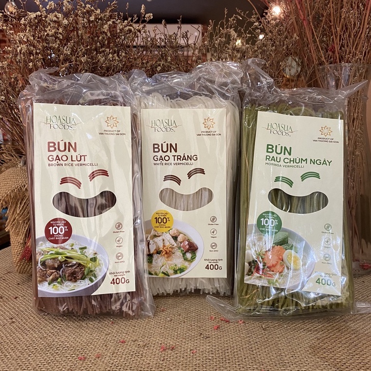 Bún Gạo Trắng | Gạo Lứt | Gạo Rau Chùm Ngây Hoa Sữa 400g