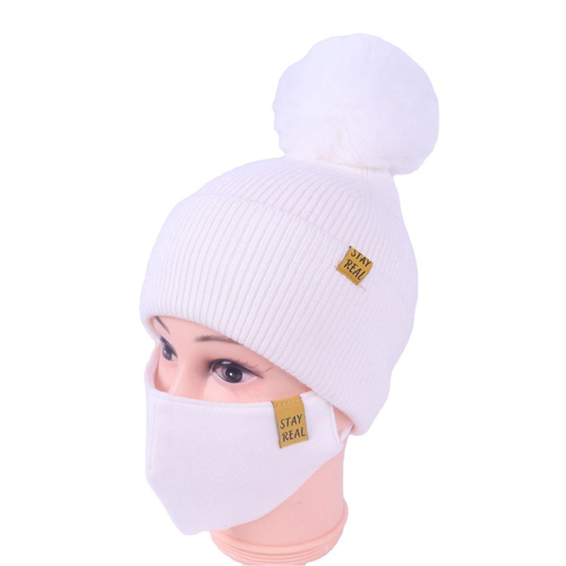 Mũ Beanie Dệt Kim 2 Trong 1 Phối Cục Bông In Chữ Chống Bụi Bẩn Thời Trang Mùa Đông Cho Nam Và Nữ