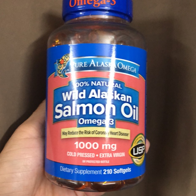 Viên dầu cá hồi Pure Alaska Salmon Oil Omega 3 1000 mg lọ 210 viên