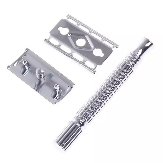 Dao Cạo Râu INOX cổ điển Cán Tháo Rời Chính Hãng Đẹp Hộp Gương Sang Trọng