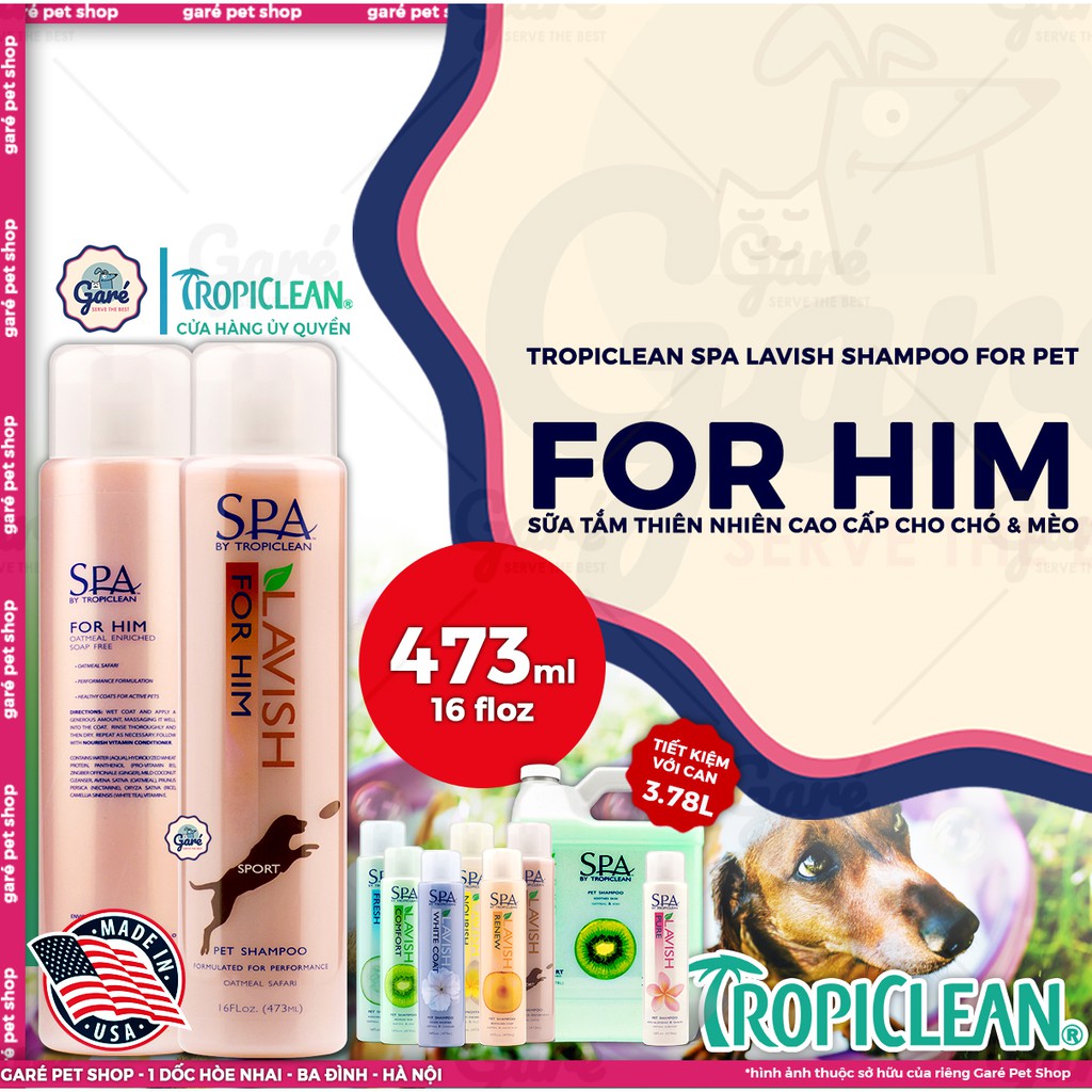 473ml - Sữa tắm SPA Lavish by TropiClean dưỡng lông thiên nhiên 473ml cho Chó và Mèo- TropiClean SPA Lavish Shampoo