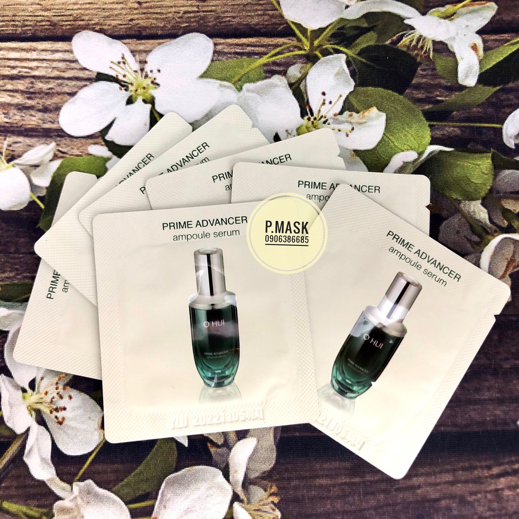 (date 2024)10 GÓI DÙNG THỬ TINH CHẤT SIÊU CÔ ĐẶC PRIME ADVANCER AMPOULE SERUM - TINH CHẤT VÀNG OHUI XANH MỚI