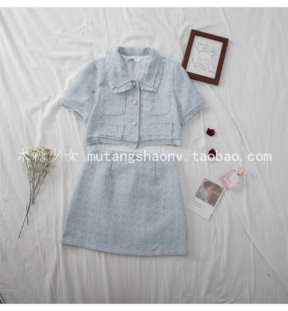 Set áo croptop chân váy chứ A tweed dạ (Order) | BigBuy360 - bigbuy360.vn