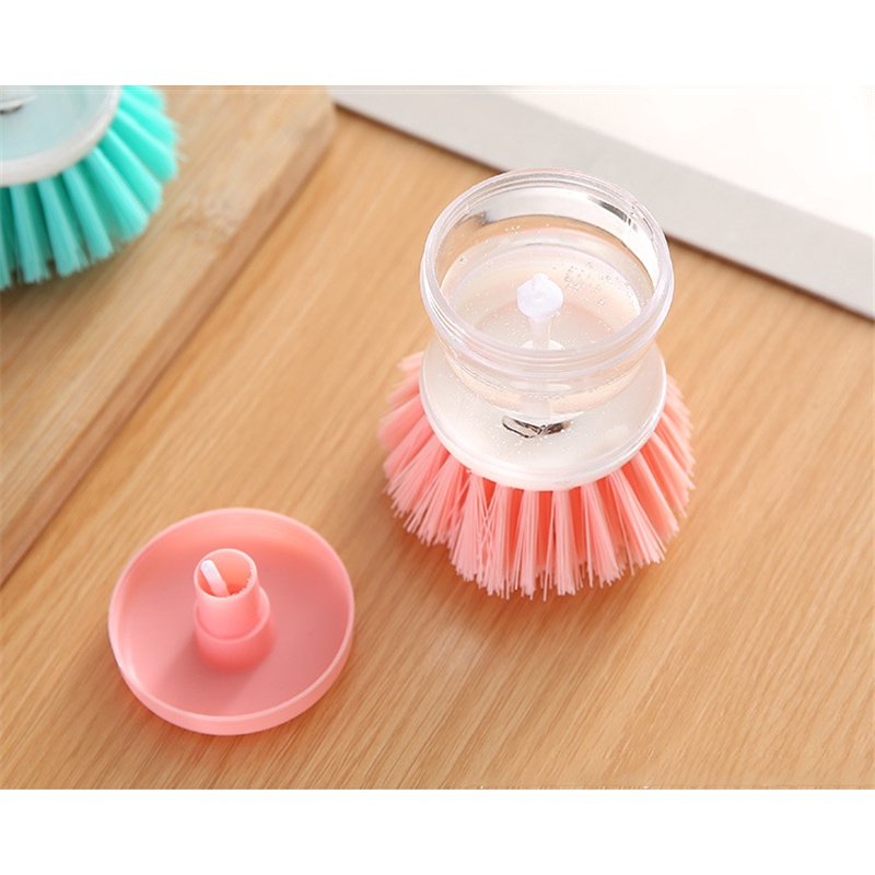 Cá Tuyết 2 Trong 1 Báo Chí-Loại Tự Động Chất Lỏng Bàn Chải Cọ Rửa Làm Sạch Nồi Bàn Chải Với Chất Lỏng Bình Đựng Xà Phòng Nước Rửa Chén Bàn Chải