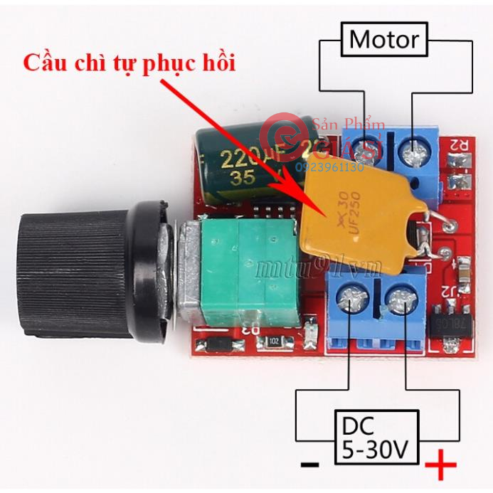 Mạch điều tốc động cơ DC PWM 5A 3 - 35V dùng điều khiển tốc độ motor chỉnh độ sáng đèn Led ( Led Dimmer ver2) ❤️freeship