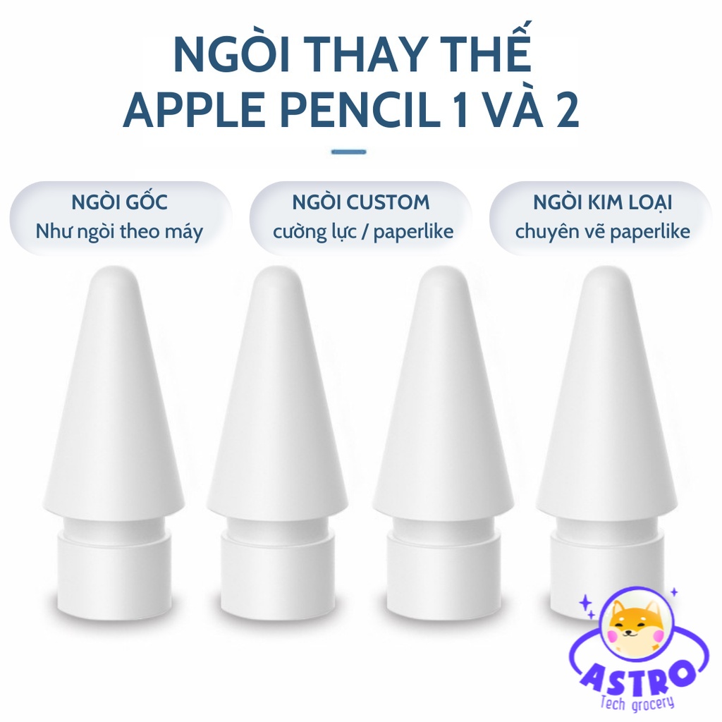 [Ngòi Premium] Đầu bút thay thế loại nhám cao cấp cho bút Apple Pencil 1 và 2, ngòi bút gốc, custom kim loại