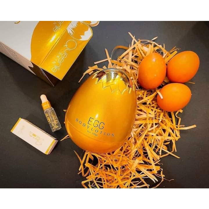 Kem body trứng vàng Egg Queenie Skin tặng kèm serum kích trắng dưỡng da toàn thân nhanh không bết dính 250g