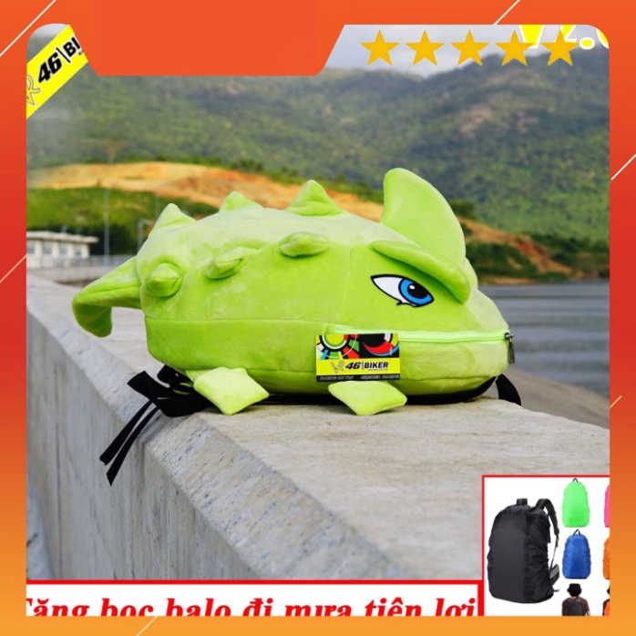 BALO KHỦNG LONG VẢI NHUNG MỊN MÀU XANH LÁ  - FREESHIP