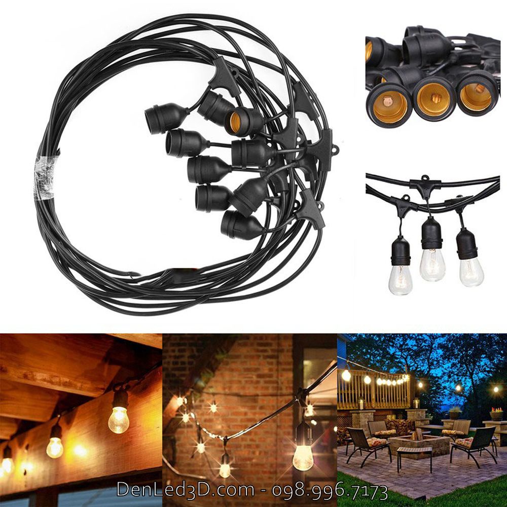 Dây Đèn LED Trang Trí Ngoài Trời Chuôi E27 (Loại Cao Cấp, Chống Nước, Có Thể Nối Dài)