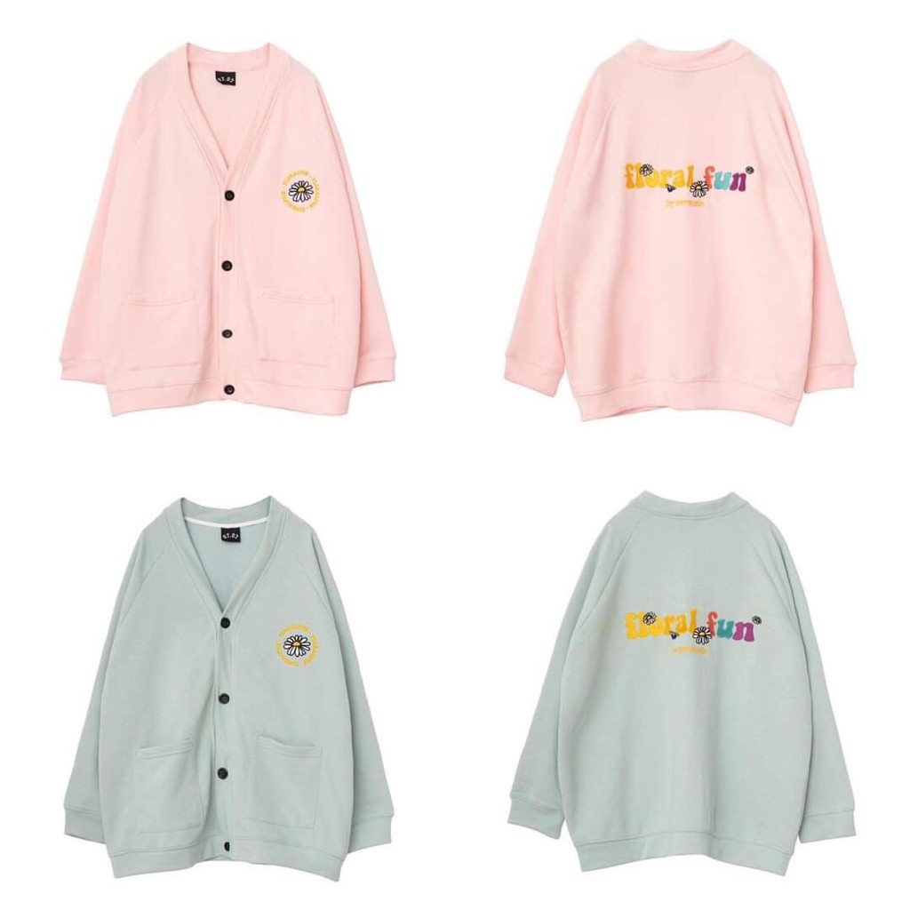 Áo khoác cardigan nữ phối chữ floral fun siêu dễ thương giá rẻ cực hot