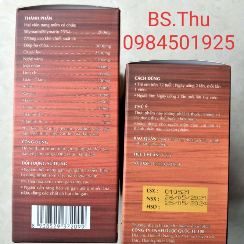 TDGAN-Z9 Liver - F108 Hỗ trợ thanh nhiệt mát gan, giúp giải độc gan, bổ gan, tăng cường chức năng gan hộp 60 viên