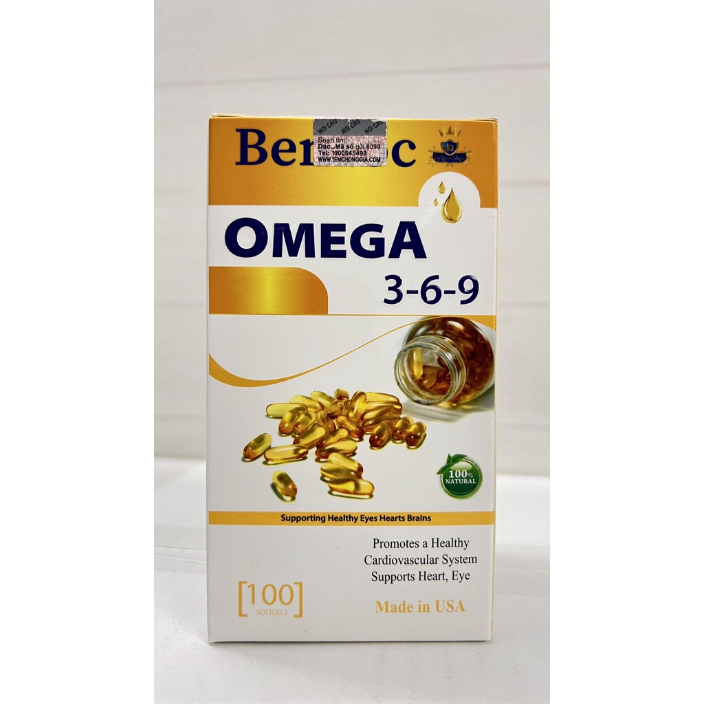 Omega 369 bentoc bổ sung giúp bổ mắt,tim mạch,chống oxy hóa.Lọ 100 viên.nhập khẩu Mỹ.suckhoechomoinha