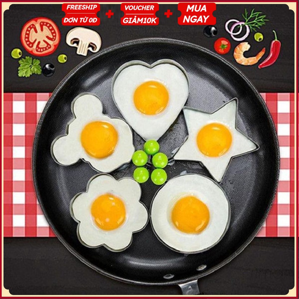 #Combo 2 Khuôn Rán Trứng Ốp La, Bánh - Khay Chiên Tạo Nhiều Hình Cute Có Núm Cầm (Mẫu Ngẫu Nhiên)