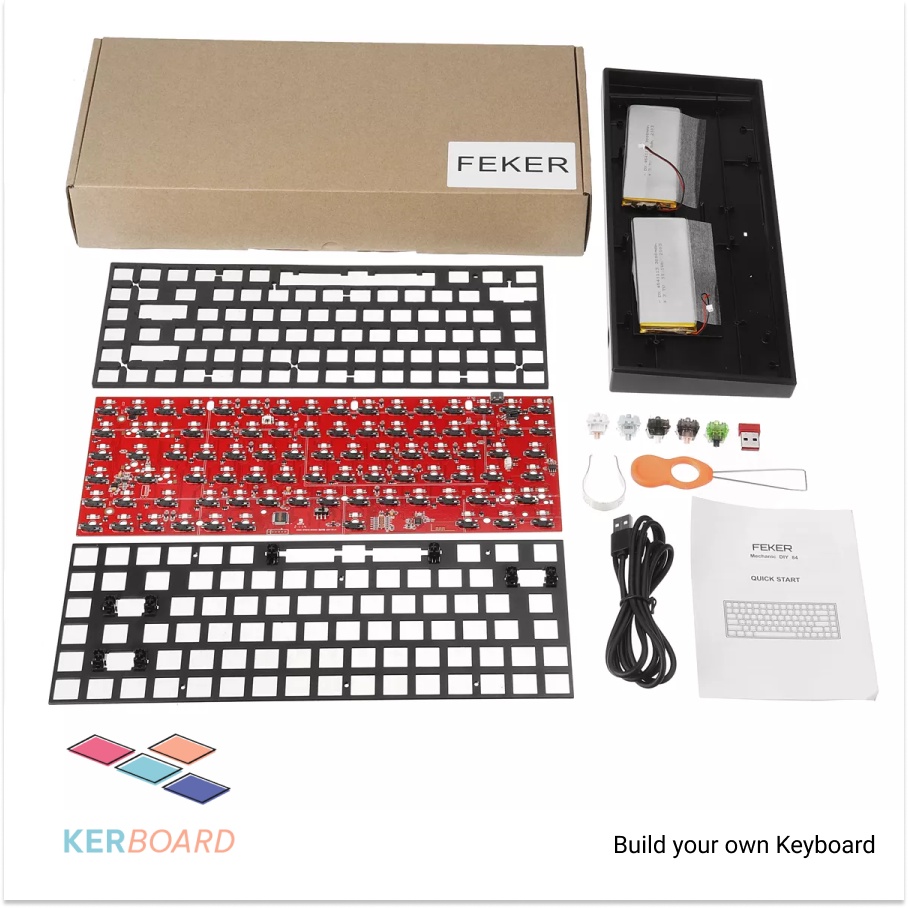 Kit bàn phím cơ custom Feker FK84T hotswap 3 chế độ kết nối bluetooth, dây, wireless RGB