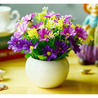 Hoa giả, chậu hoa nhí 12-15cm để bàn nhiều mẫu trang trí phòng khách, phòng ngủ phong cách hiện đại