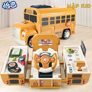 Đồ chơi xe buýt biến hình đa năng - Có vô lăng, cần số, thẻ xe VIP, cùng âm thanh vui nhộn dành cho bé - xe buýt tự lái