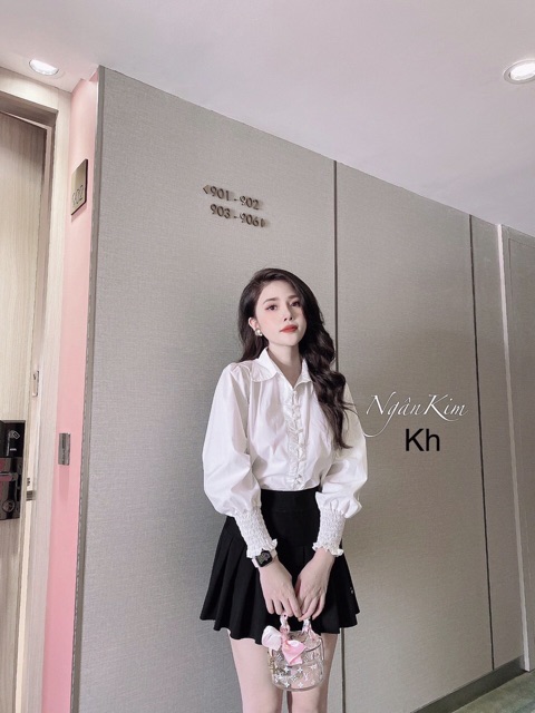 ⚡️BÁN SỈ⚡️Áo sơ mi trắng cúc ngọc bo tay