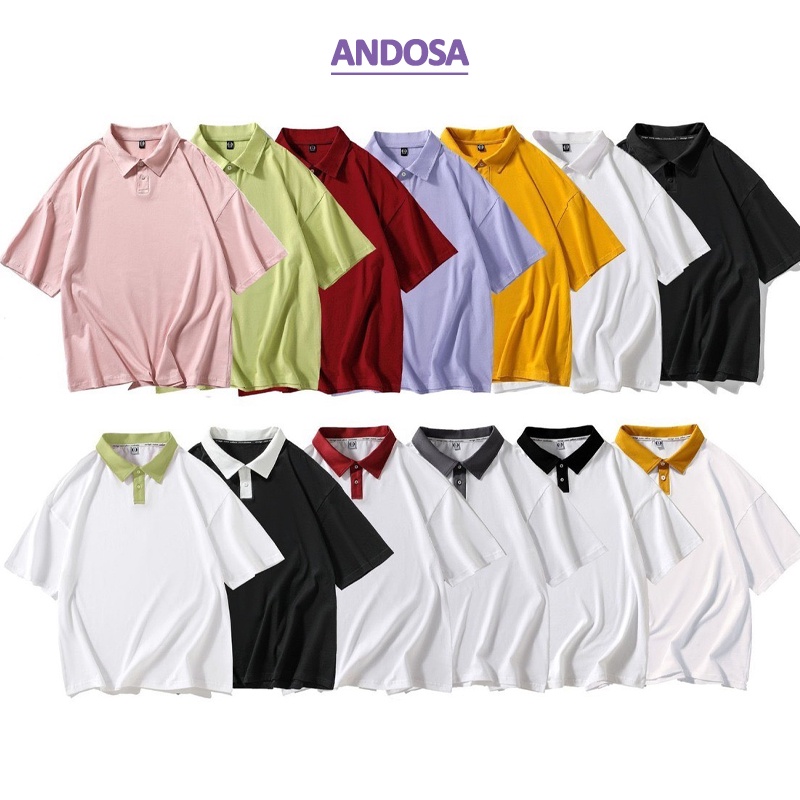 Áo polo nam nữ cặp đôi đẹp form rộng unisex basic cổ bẻ tay lỡ hàng Quảng Châu ANDOSA PL03