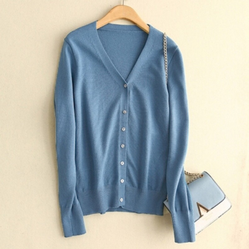 Áo khoác Cardigan dệt kim màu trơn phối nút thời trang