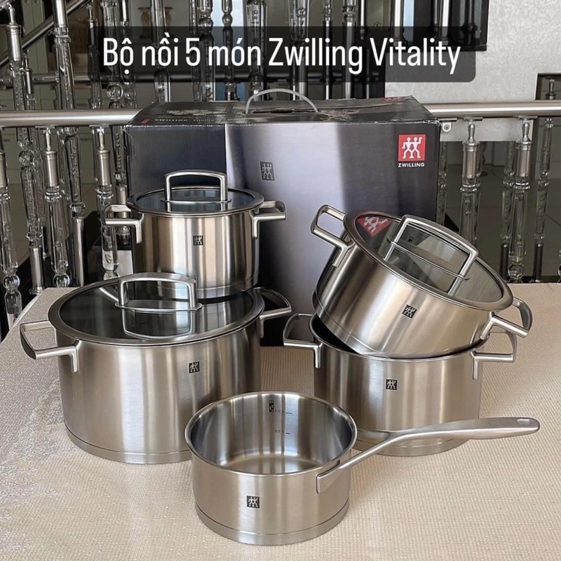Bộ nồi Zwilling Vitality nắp kính 5 món, Bộ nồi inox 18/10 cao cấp nhập khẩu Đức
