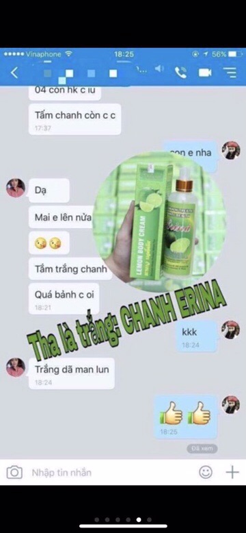 Tắm Trắng Chanh Erina Thái Lan l0ại xịn