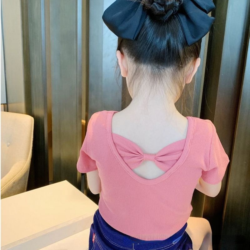 Áo Thun cotton Tay Ngắn Màu Sắc Kẹo Ngọt Dành Cho Bé Gái 1-7 Tuổi