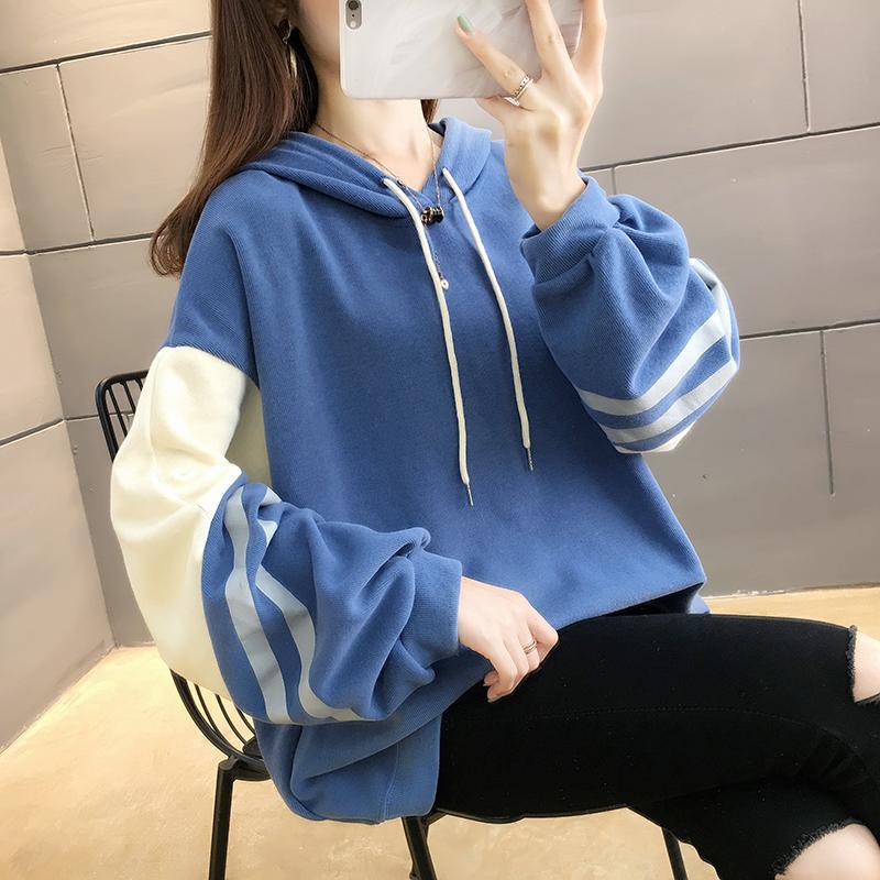 (D468) Áo nữ mũ liền trang trí sọc kẻ màu sắc cực kỳ tươi sáng thiết kế kiểu dáng trẻ trung phong cách năng động xì teen