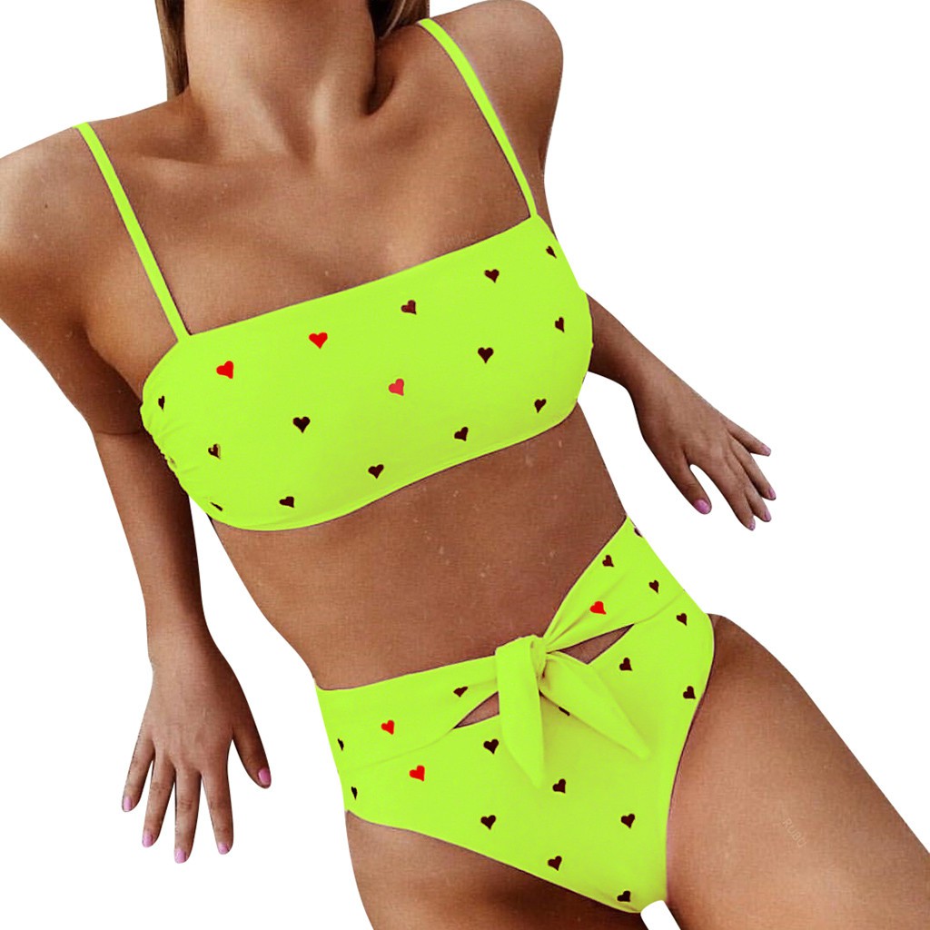 ❦woharyday❦Sexy Women Love Printed Bow Knot Bikini Push-Up Padded Swimwear Swimsuit Set | BigBuy360 - bigbuy360.vn