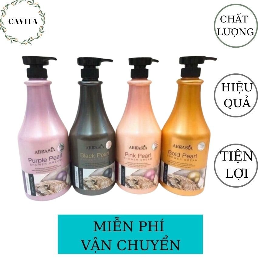 Sữa Tắm Trắng Da Argasia Ngọc Trai 1100ml Malaysia CAVITA giúp bật tông da, mịn màng, trắng sáng, dưỡng ẩm