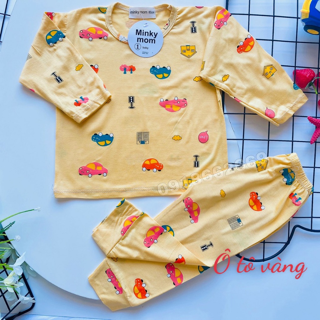 (Video+ ảnh thật) Bộ dài tay bé trai/ bé gái Minky Mom in Họa tiết ngộ nghĩnh (vải thun lạnh) size 3-18kg