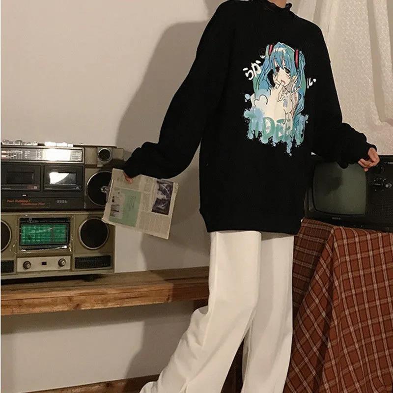 Áo Sweater Dáng Rộng Cổ Tròn In Hình Hatsune Miku Phong Cách Hàn Quốc Thời Trang Mùa Thu Mới Cho Nữ 2021 | BigBuy360 - bigbuy360.vn