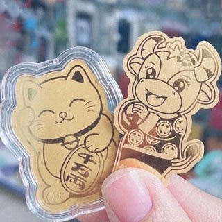 Mèo Thần Tài Trâu Vàng Dán Điện Thoại - Chiêu Tài, Hút Lộc, May Mắn, Bình An