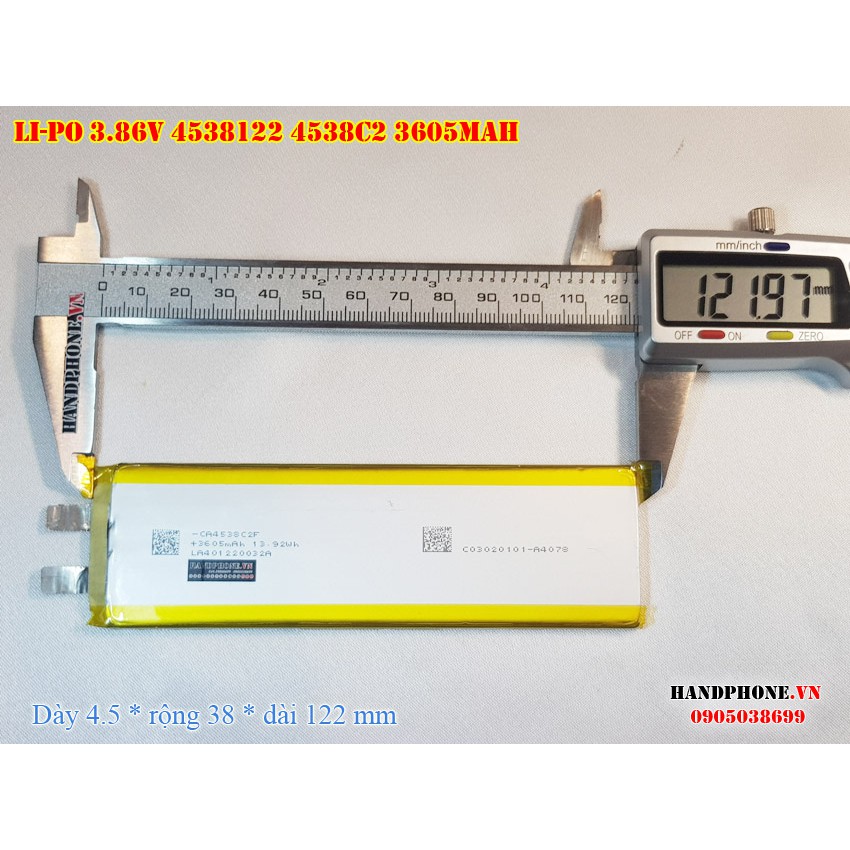 Pin Li-Po 3.86V 3605mAh 4538122 4538C2 (Lithium Polymer) cho Bàn Phím, Loa Bluetooth, Máy Tính Bảng, Tablet, Laptop