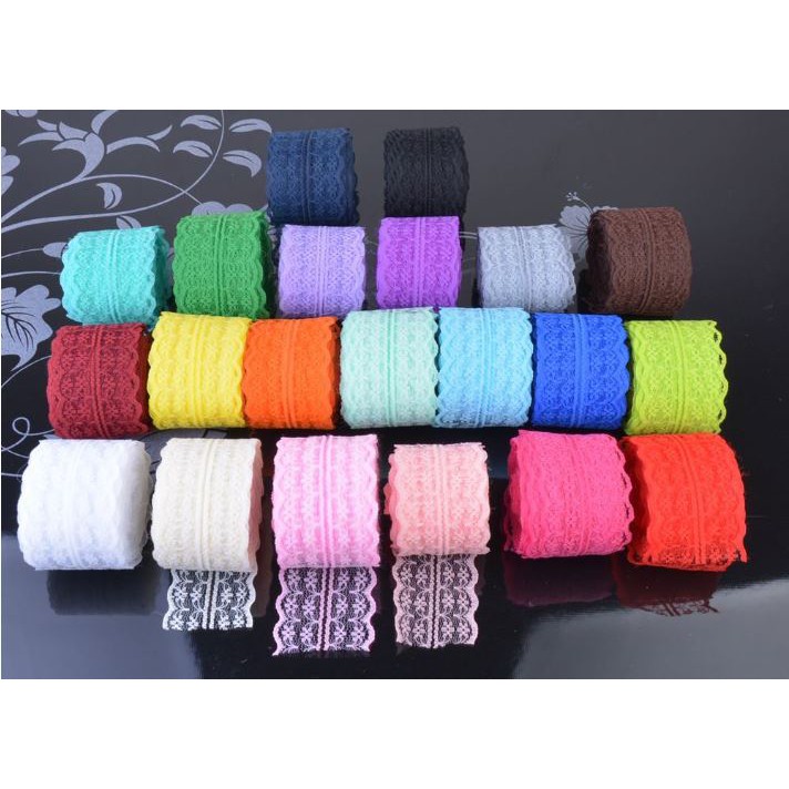 Ruy băng ren polyester mỏng kích thước 4.2cm cuộn 5m