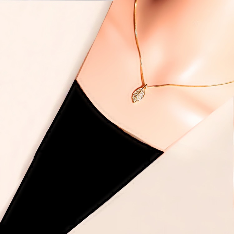 Dây Chuyền Ngắn Bằng Thép Không Gỉ Mạ Vàng 18k Mặt Hình Chiếc Lá Dành Cho Nữ