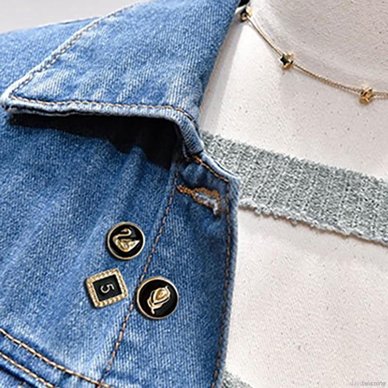 Bộ 10 ghim cài áo hình tròn/hoa/nơ đính ngọc trai kiểu Hàn Quốc