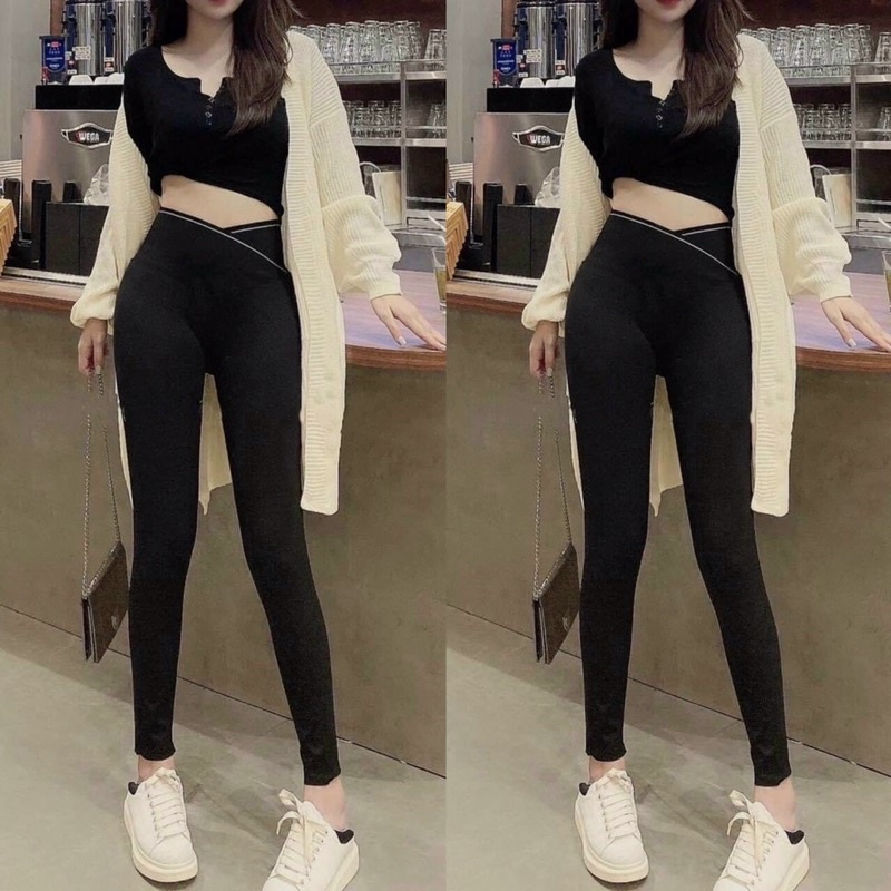quần leggin cạp chéo kèm hộp hot hit