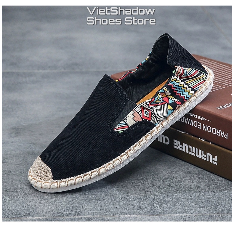 Slip on nam - Giày lười vải nam chất liệu nhung phối họa tiết mẫu mới 2022 - Mã 2953