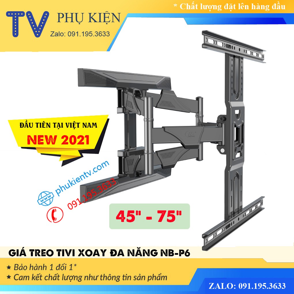 Giá Treo Tivi Góc Xoay NB P6 45 - 75 Inch - Khung Treo Tivi Xoay Đa Năng - Hàng Chính Hãng North Bayou