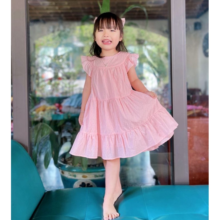 Váy cho bé 1-10T, đầm cánh tiên trắng hồng phấn cotton 100% thoáng mát, mềm mịn, hoa sắc nét 2-3-4-5-6-7-8-9-10 tuổi