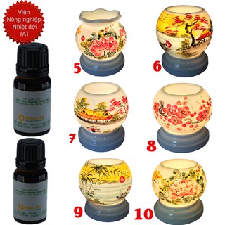 Combo 2 tinh dầu 10ml và đèn xông tinh dầu điện bát tràng MNB
