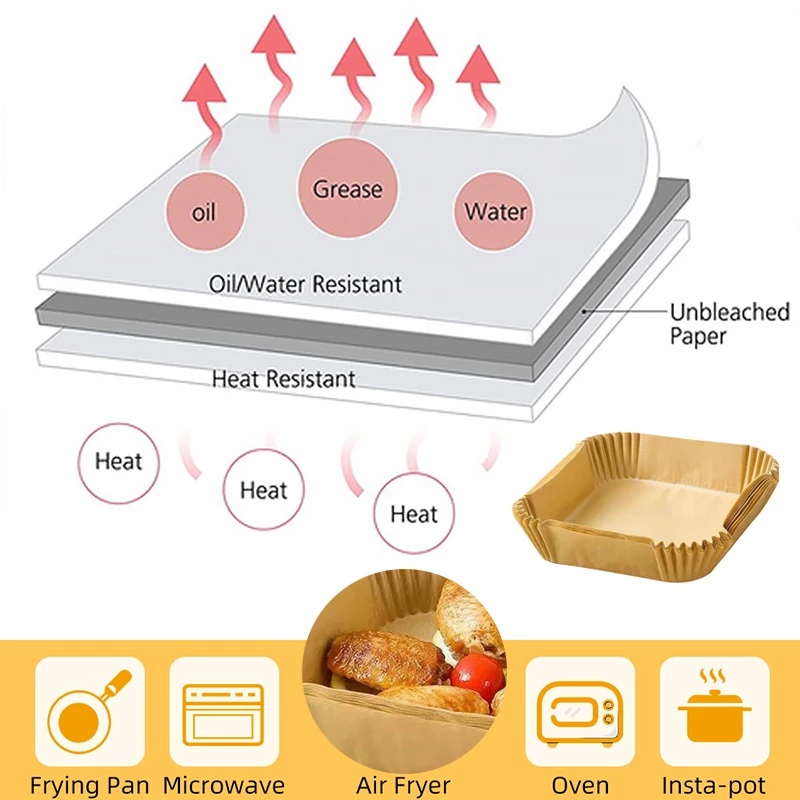 Set 50 / 100 / 200 Giấy Lót Khay Nướng Bánh Chống Dính Chống Dầu Dùng Một Lần Tiện Dụng
