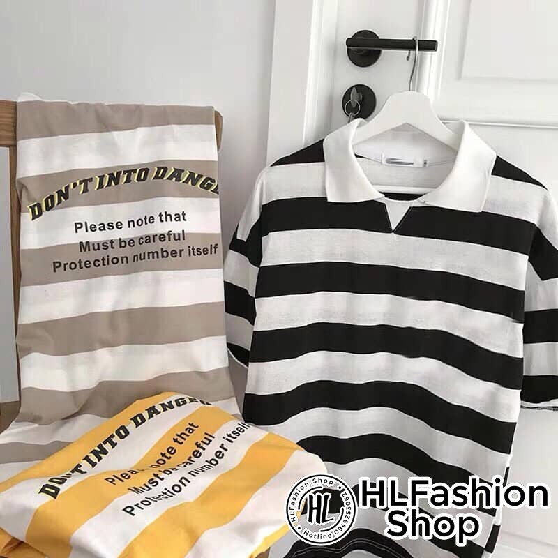 Áo thun tay lỡ unisex T-shirt có cổ Don't Into Danger lịch sự dễ phối đồ - form rộng | BigBuy360 - bigbuy360.vn