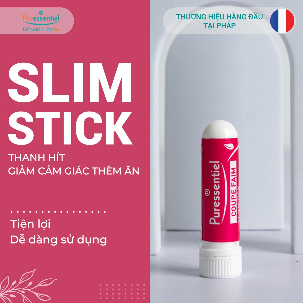 [Tặng thước dây] Thanh hít giảm cân Slimstick Puressentiel 10ml, giảm cảm giác thèm ăn, hỗ trợ giảm cân nhanh